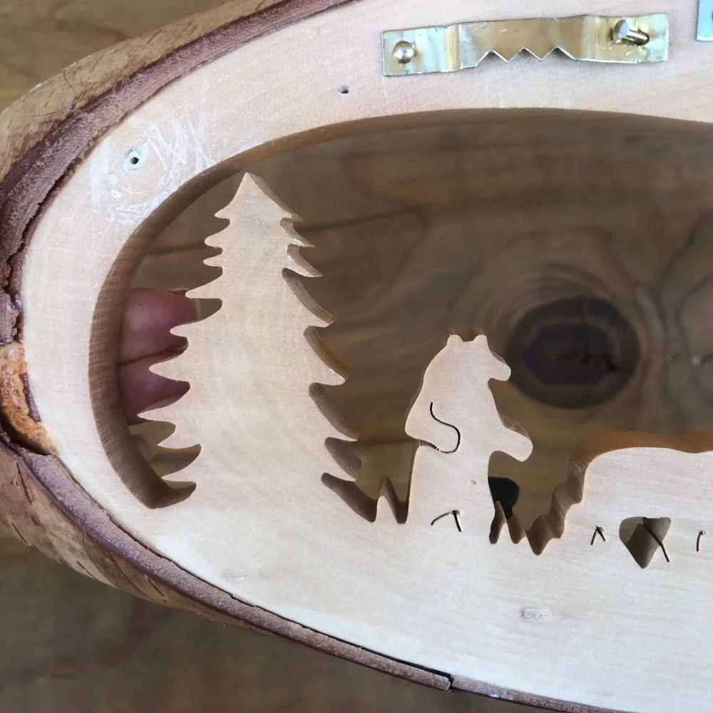 Vintage Handcrafted Bramante Bear Tree Wood Carving Numbered Alaska Key Holder